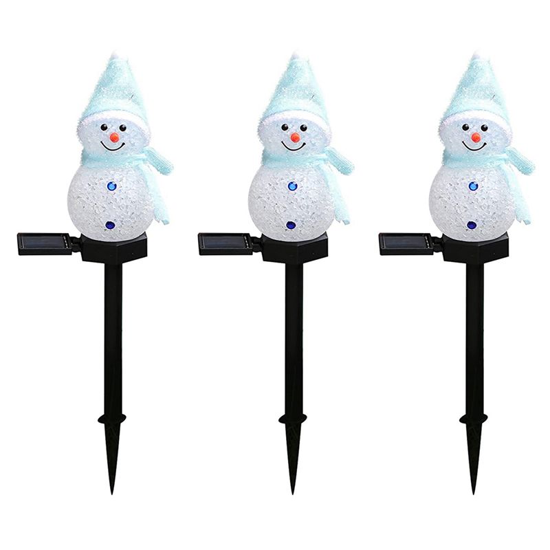 Outdoor Power Stake - ABGG-3X Snowman Solar Lights Christmas Solar