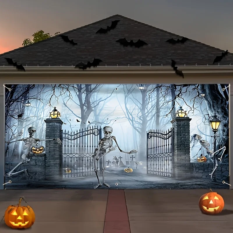 No Power Halloween Garage Door - Outdoor Power Garage review and price