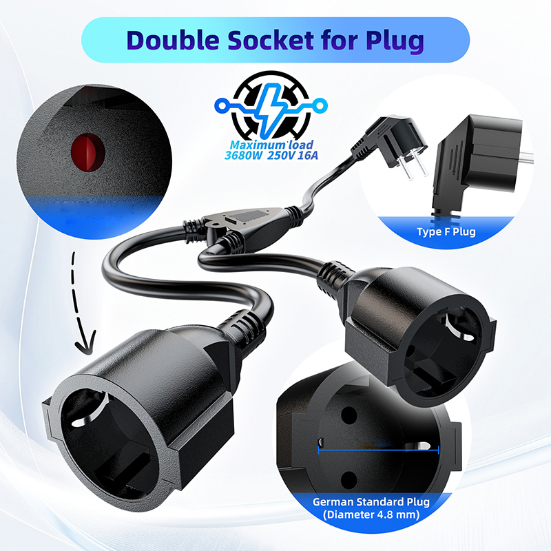EU Power Splitter Cord 1X2 Eur - Extension Cord Outdoor review and price